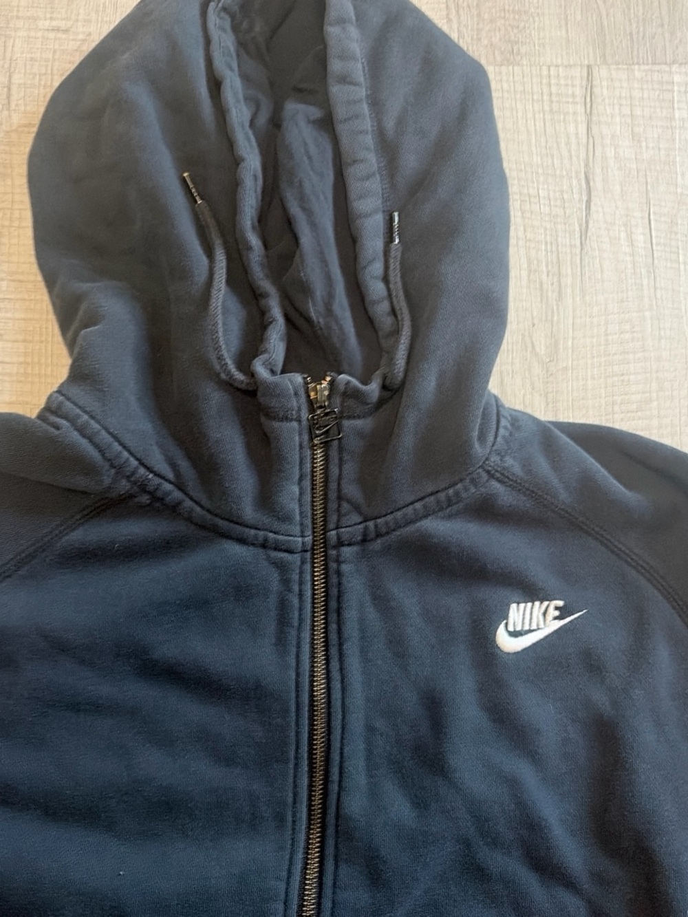 Nike Kids Navy Full-Zip Hooded Sweatshirt with White Logo